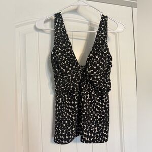 Black and White Women's Tankini Swim Top